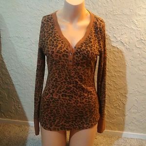 Leopard Print Henley